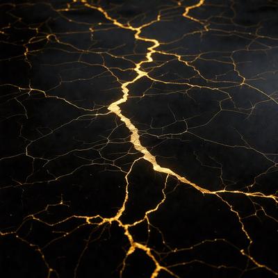 The primary subject of the image is a close-up of a yellow line on a black background. The setting appears to be a dark room, and the visual style is a black and yellow photo. The dominant colors are yellow and black, creating a bold and striking contrast. The overall atmosphere of the image is mysterious and captivating.